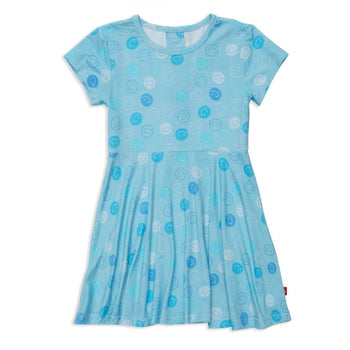 blue smile modal magnetic short sleeve twirl dress