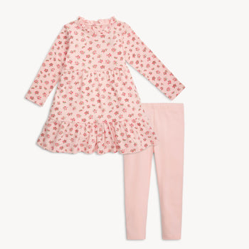 bouquet de fleurs organic cotton magnetic easy peasy dress + legging set