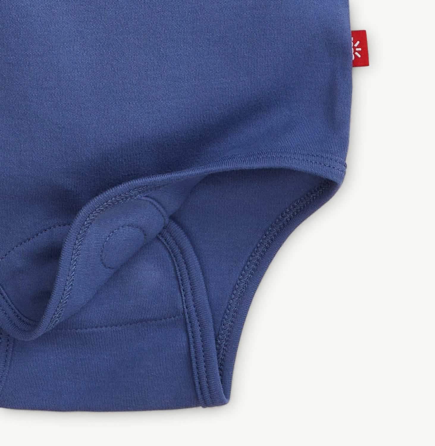 chambray organic cotton magnetic bodysuit