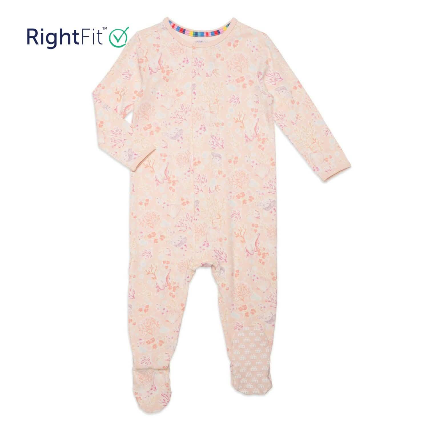 coral floral RightFit™ magnetic parent favorite footie - re-loved
