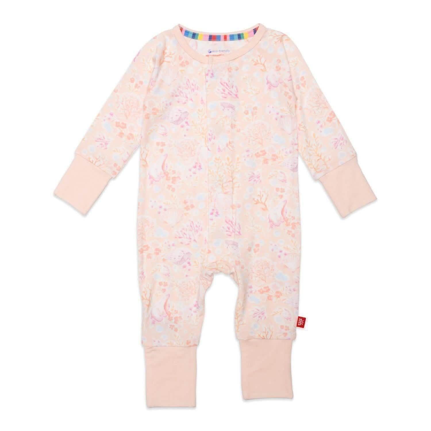 coral floral modal magnetic grow with me convertible coverall - re-loved