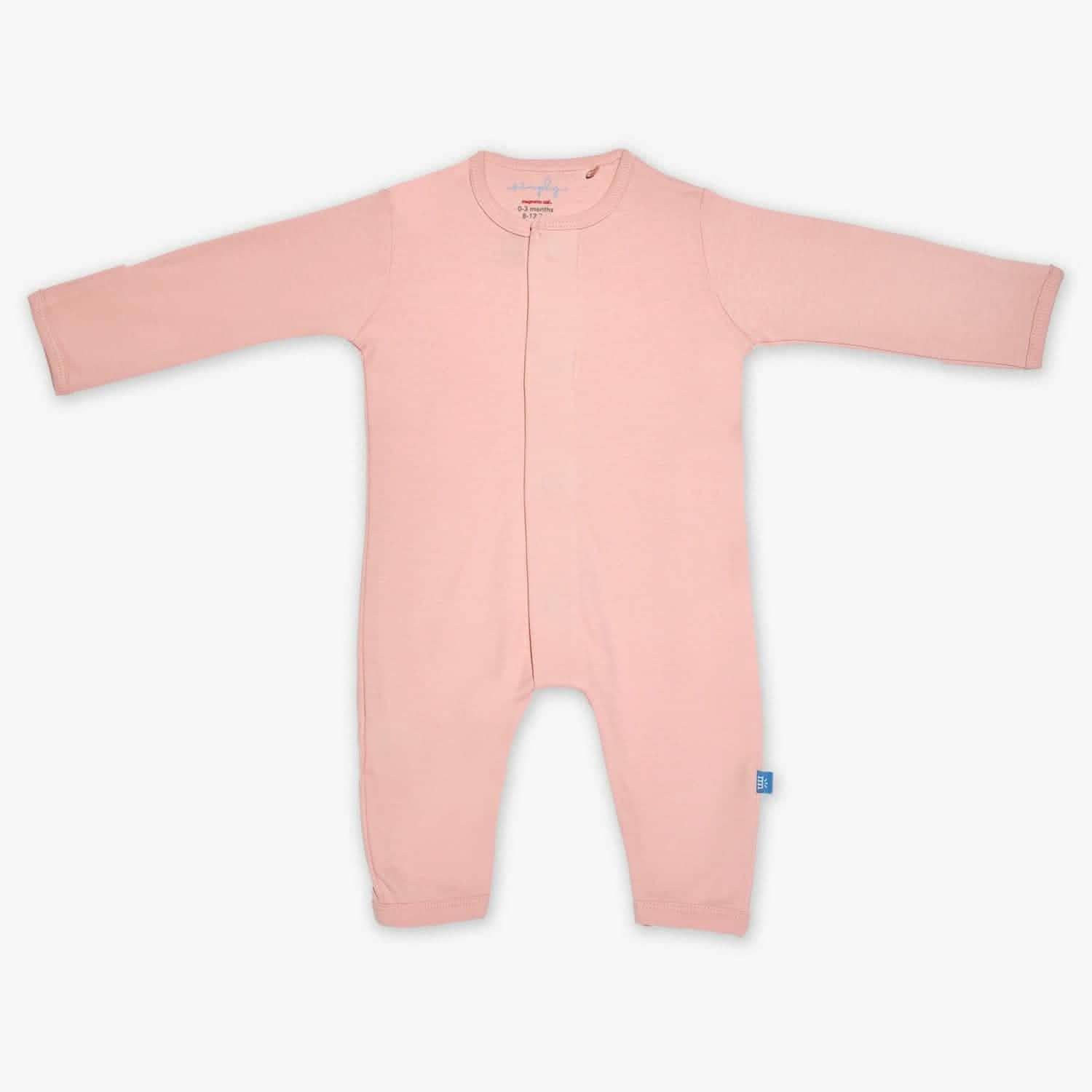 coral pink organic cotton magnetic coverall - re-loved