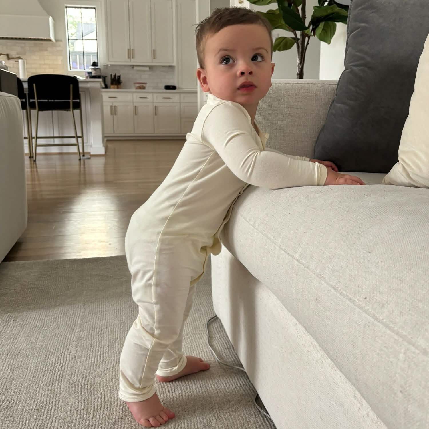 cream CloudStretch™ magnetic coverall