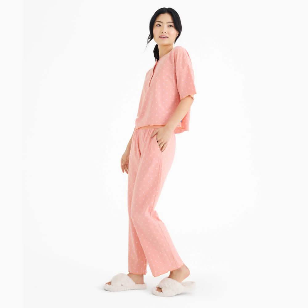 distressed heart women's cloudstretch™ magnetic short sleeve pajama set