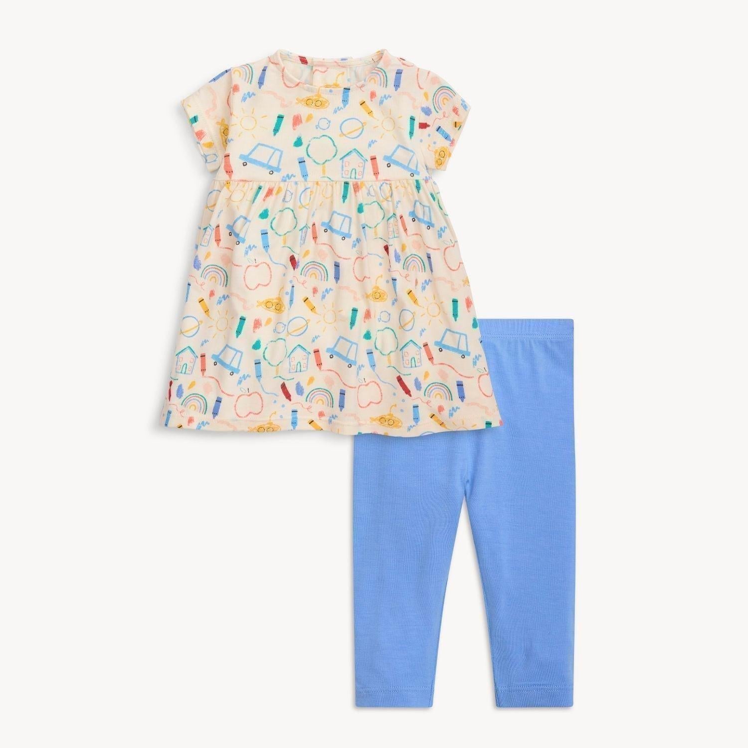 doodle pop modal magnetic little baby dress + legging set - 3-6M (12-16 lb) - re-loved