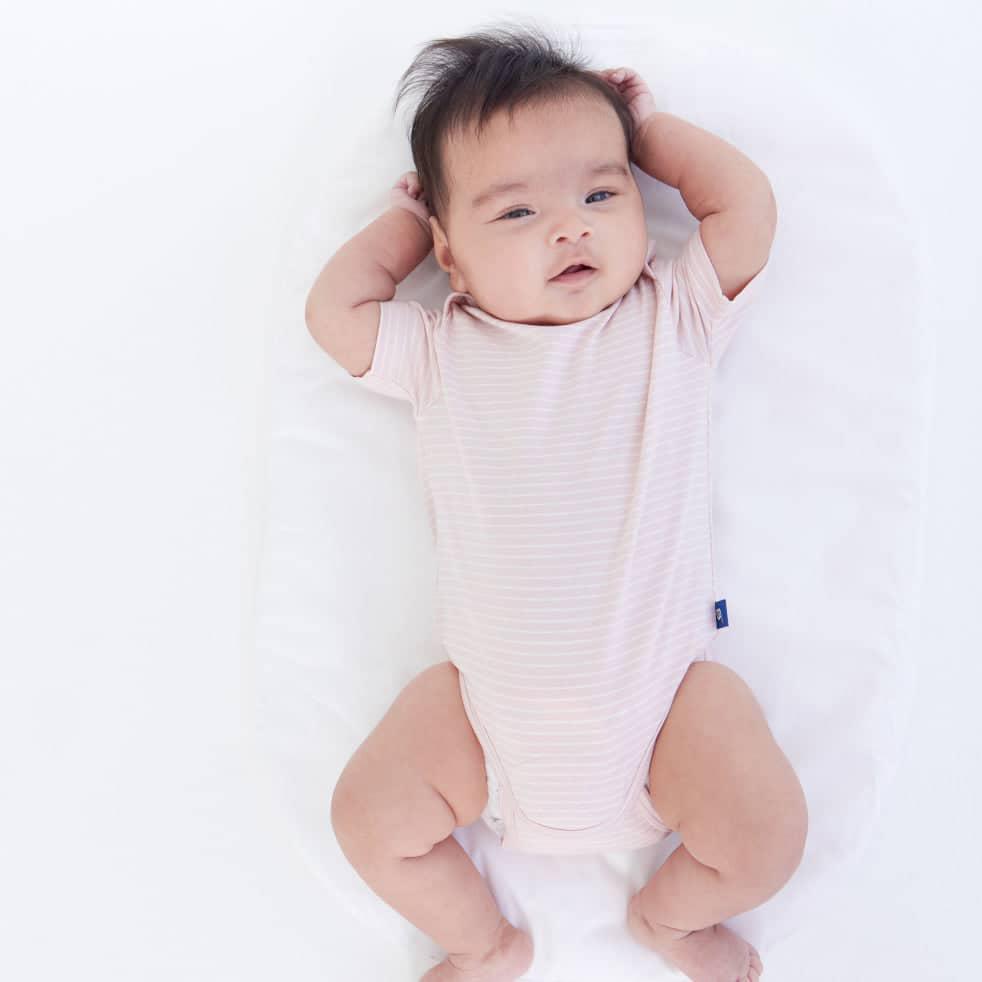 egret/peach stripe CloudStretch™ magnetic bodysuit - re-loved