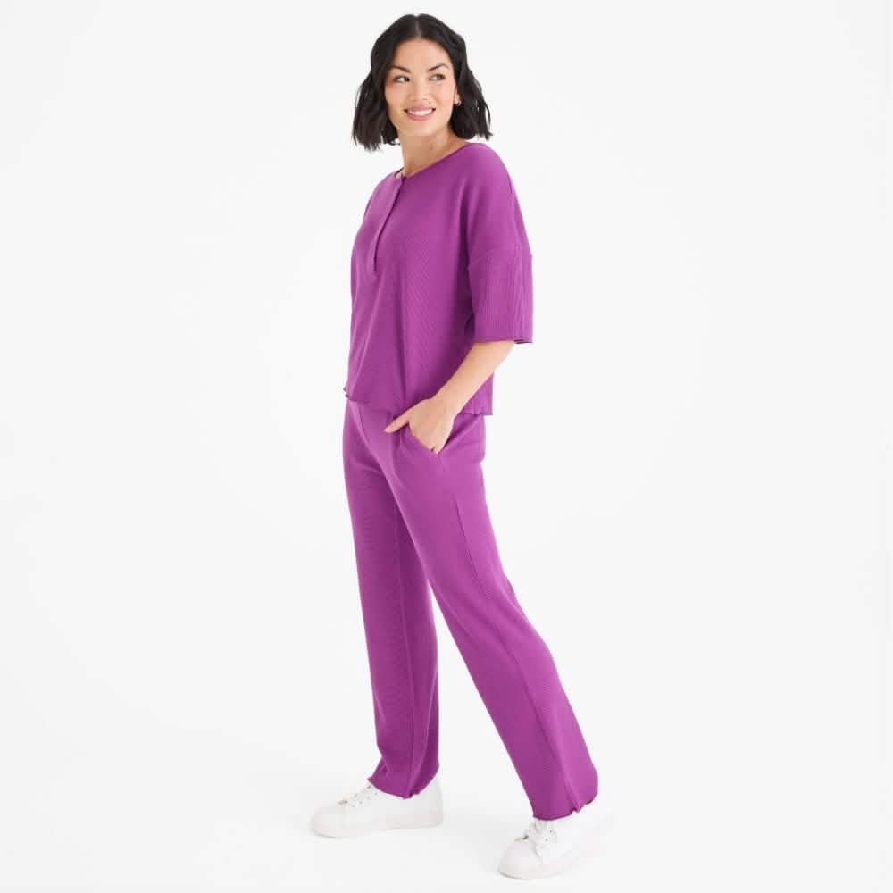 elderberry waffle modal boxy short sleeve pajama set