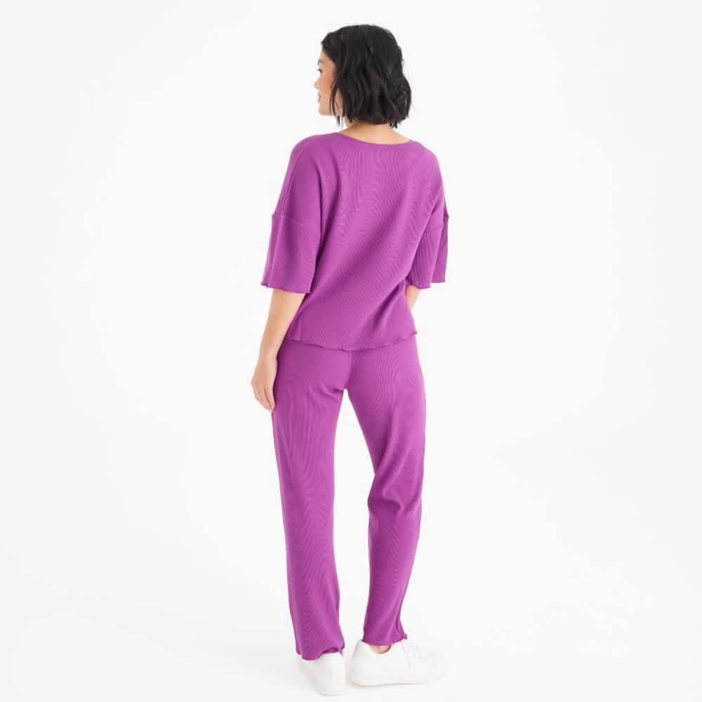 elderberry waffle modal boxy short sleeve pajama set