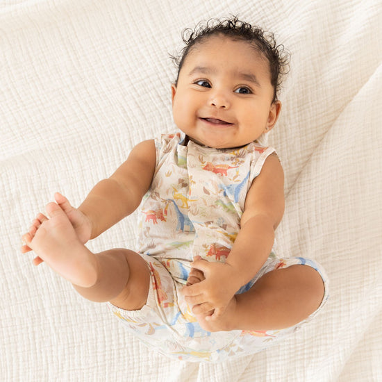 Patriotic Seersucker Stripe Girl's Sleeveless Romper by Magnetic Me