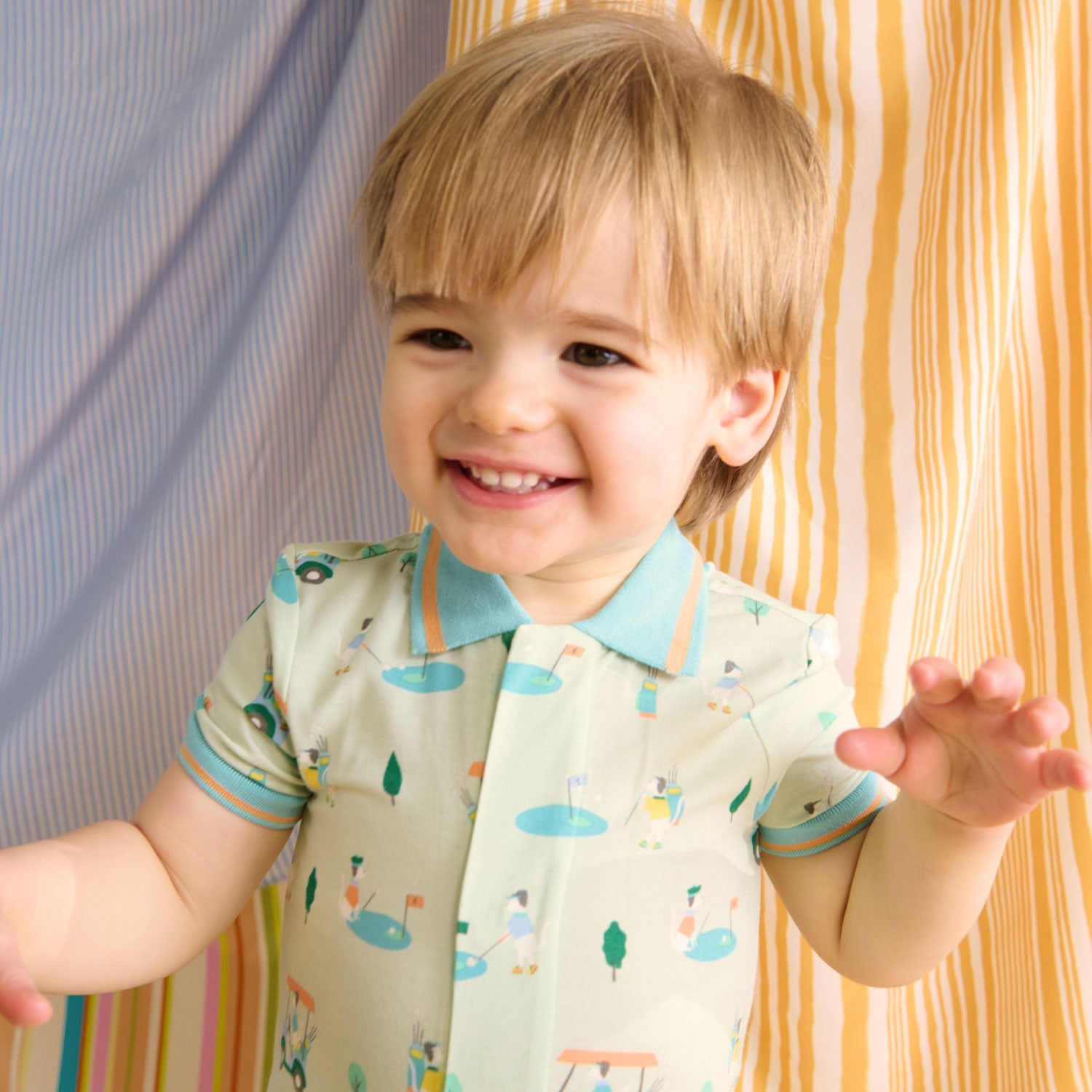 Magnetic Me magnetic polo romper with magnetic closures down the front, view 4