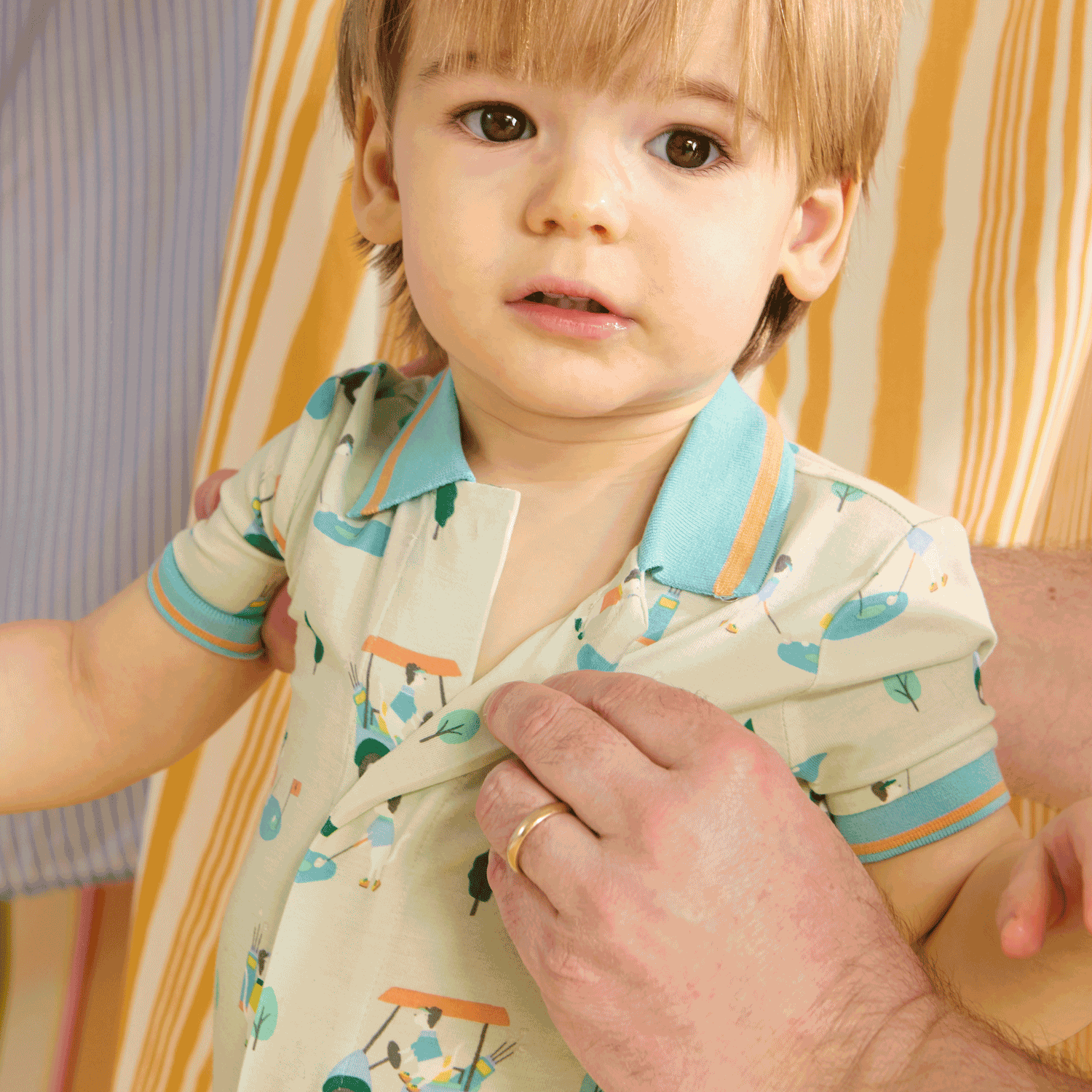 Magnetic Me magnetic polo romper with magnetic closures down the front, view 6
