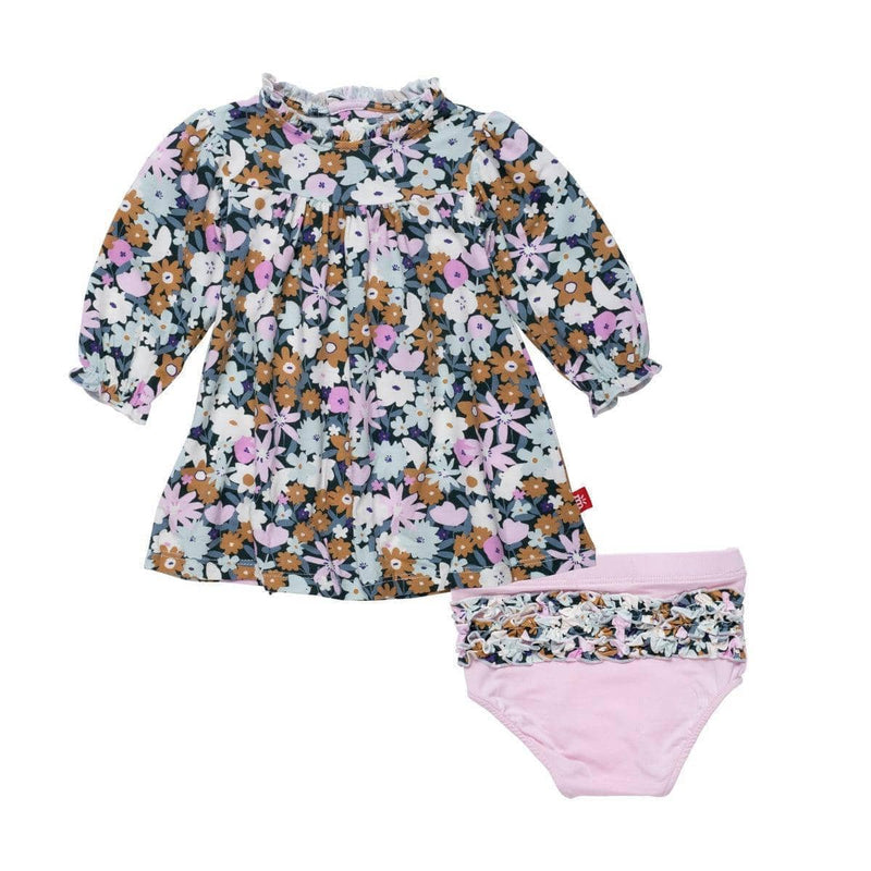 finchley modal magnetic little baby dress + diaper cover set - re-loved