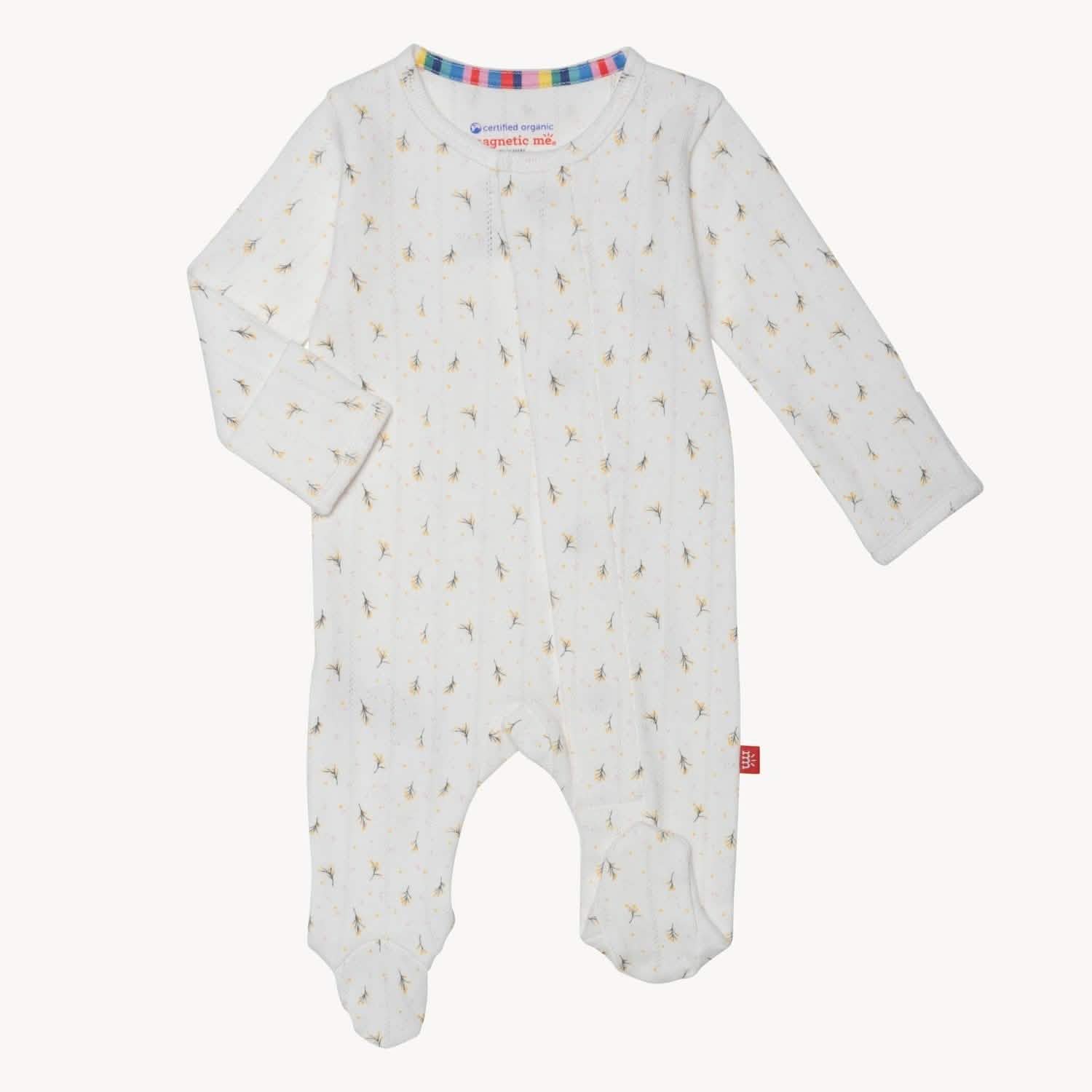 floral organic cotton pointelle magnetic parent favorite footie