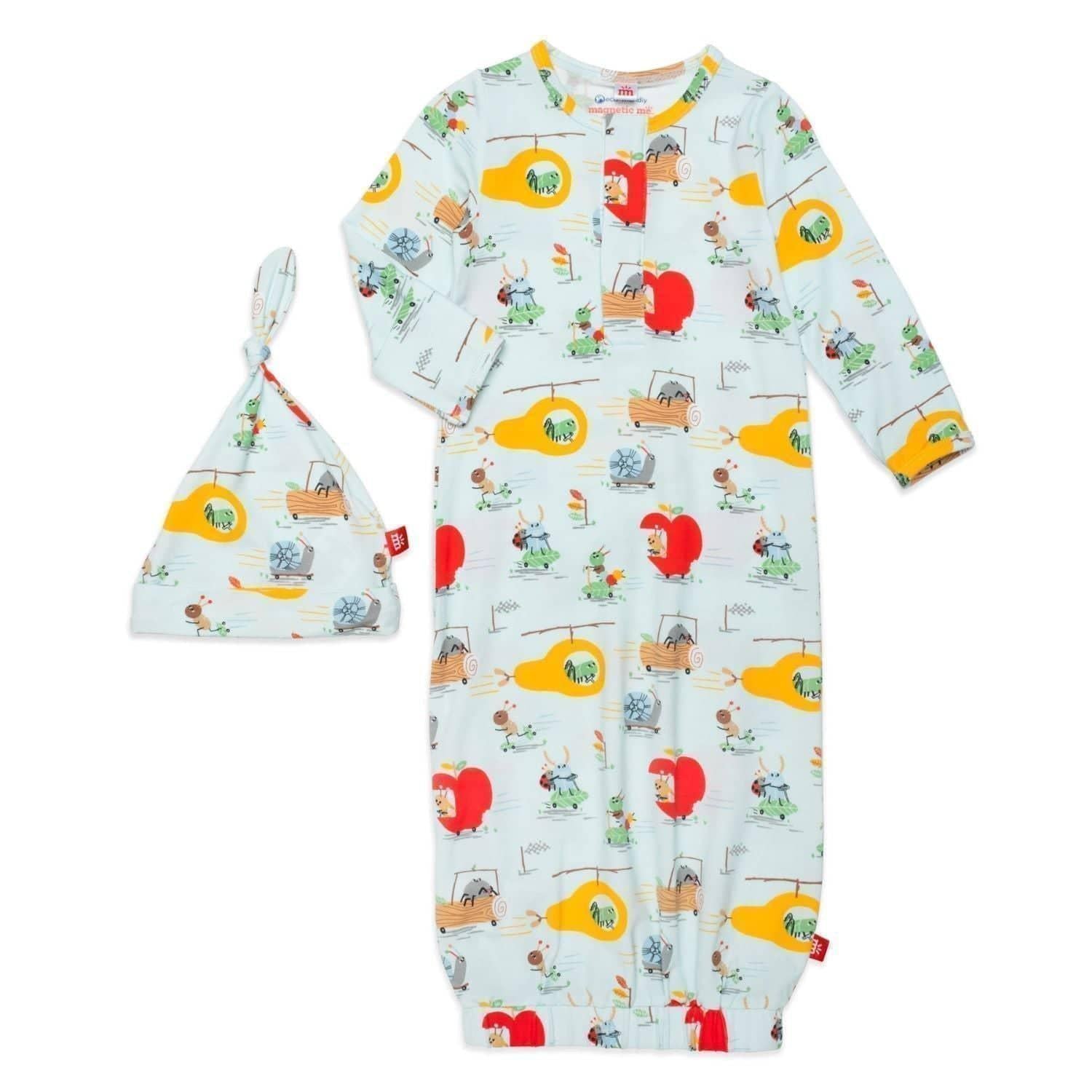 fruity peddlers modal magnetic open bottom gown + hat set - re-loved
