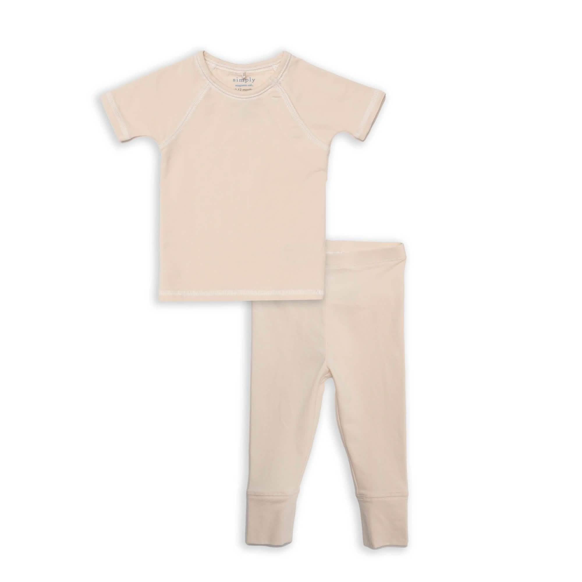 gentle cream CloudStretch™ magnetic toddler pajama set
