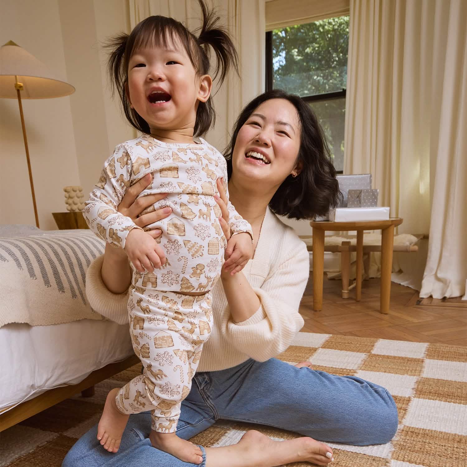 gingerbread lane organic cotton magnetic no drama pajama toddler long sleeve set