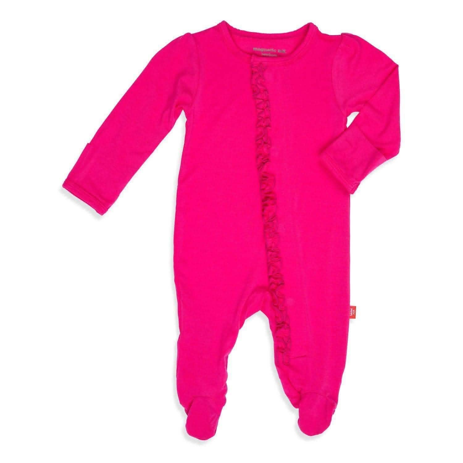 glam pink modal ruffle magnetic parent favorite footie - re-loved