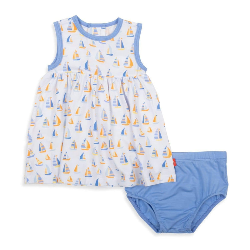 good vibe on the tide modal magnetic little baby dress + diaper cover set - re-loved