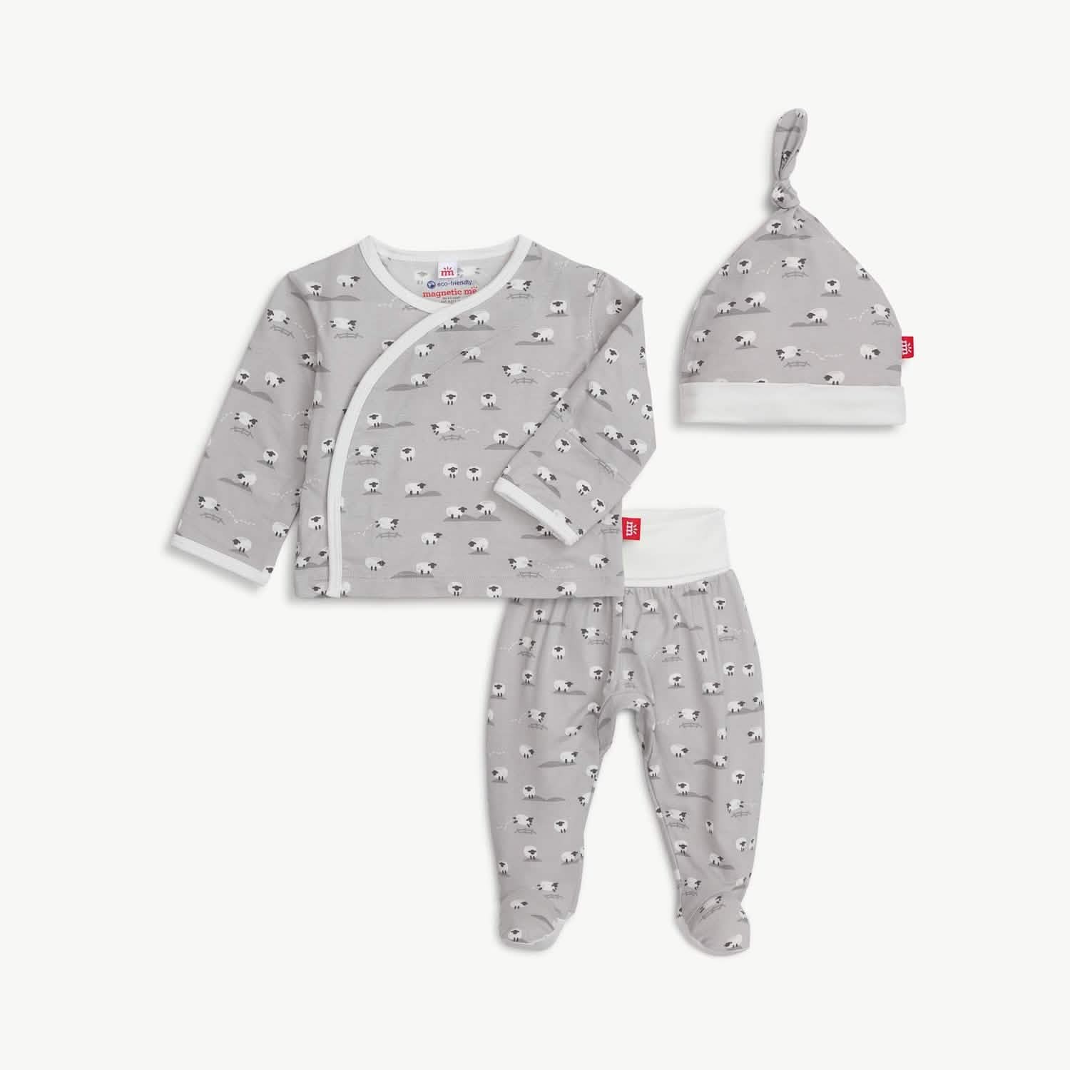 gray baa baa baby modal magnetic take-me-home kimono set