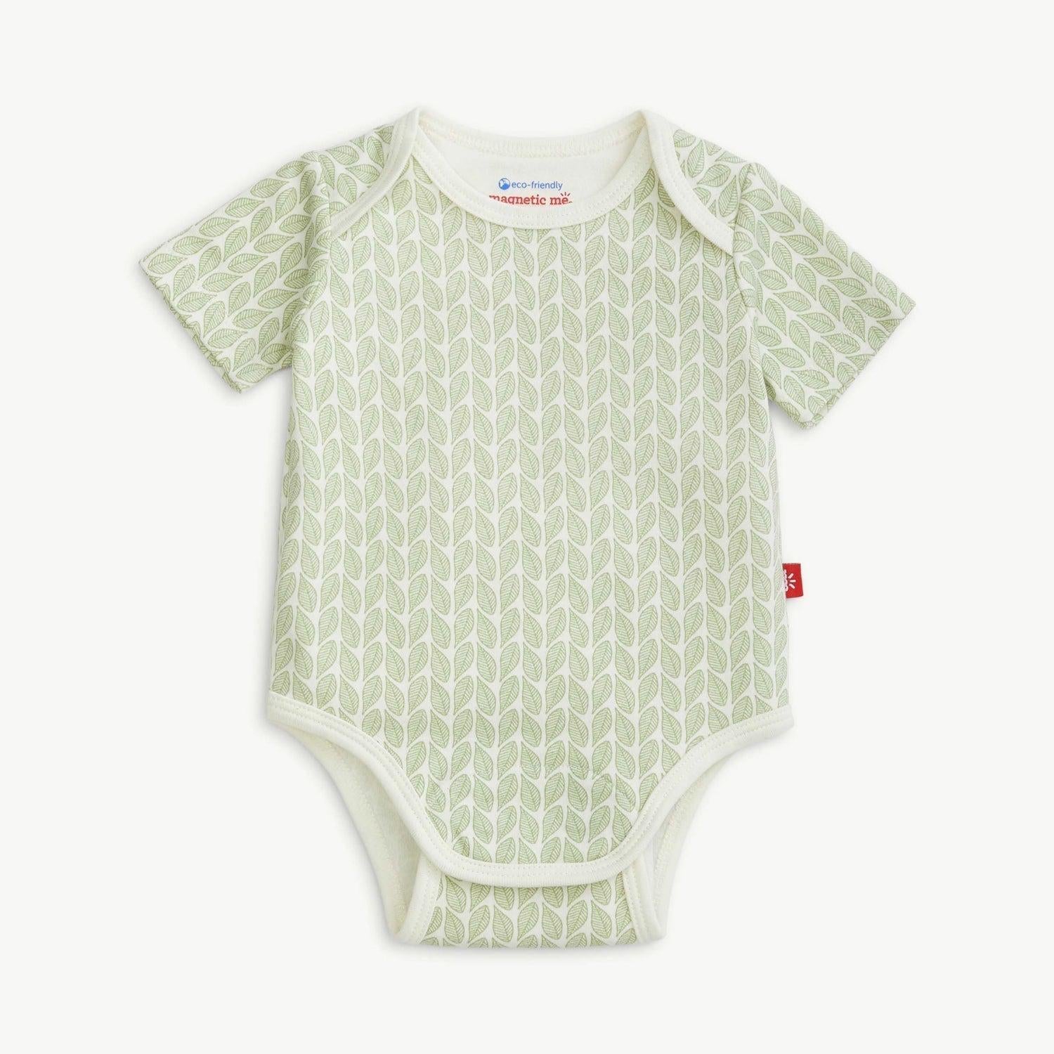 green cable leaf organic cotton magnetic bodysuit