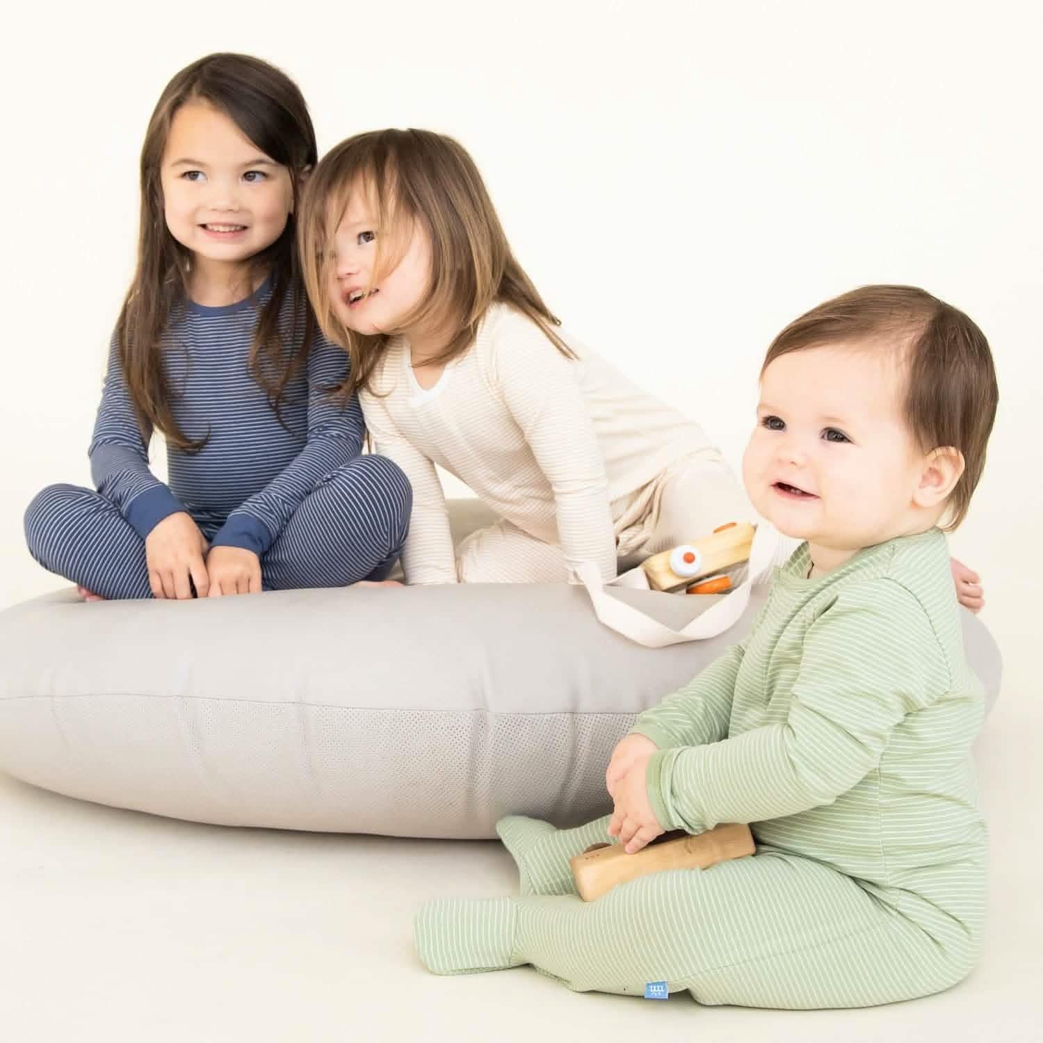 green tea skinny stripe CloudStretch™ magnetic footie - re-loved