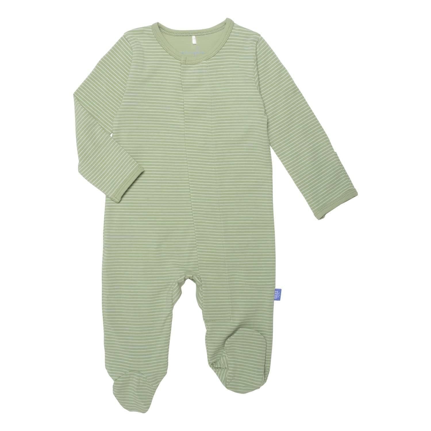 green tea skinny stripe CloudStretch™ magnetic footie - re-loved