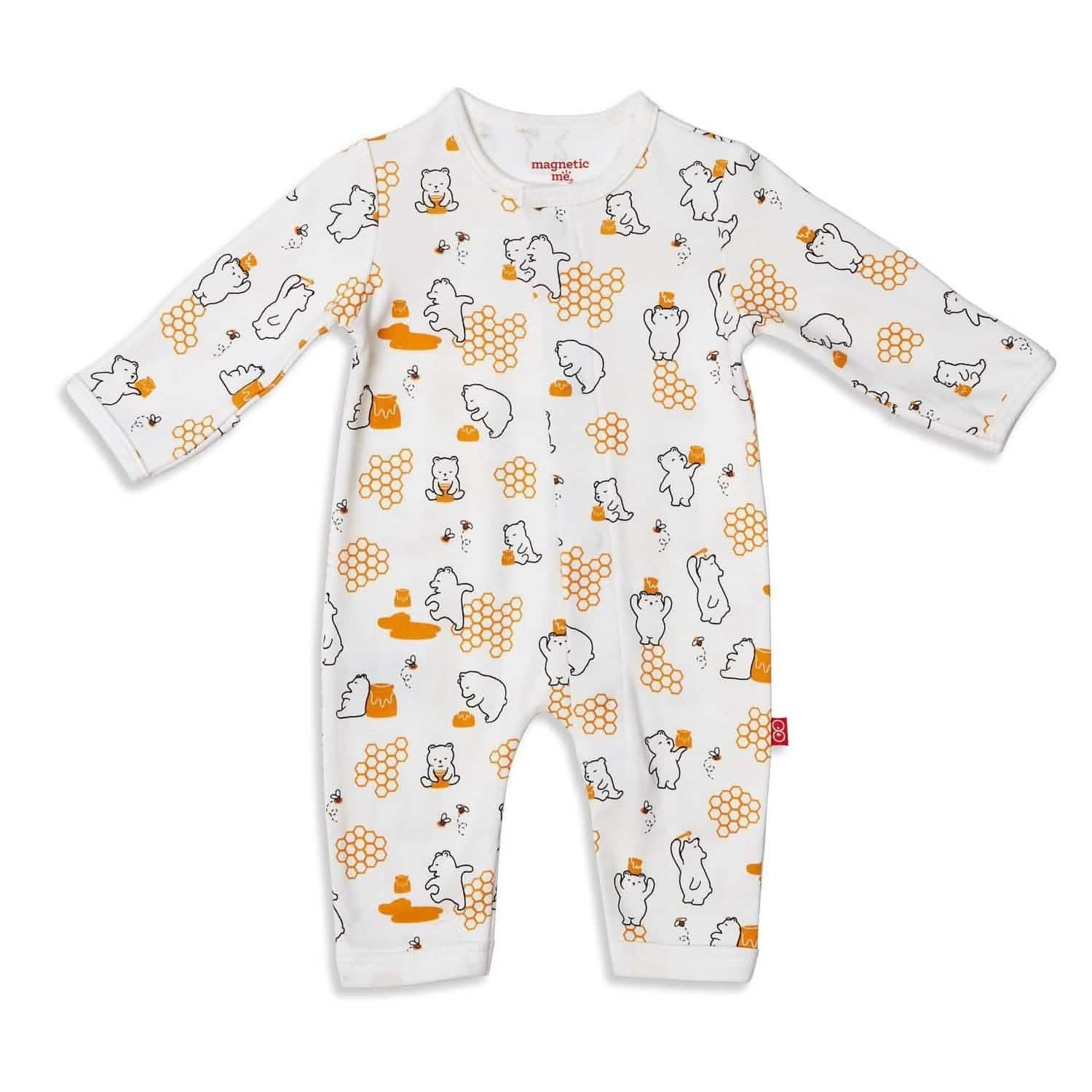 honey bee mine organic cotton magnetic fuss free coverall - re-loved