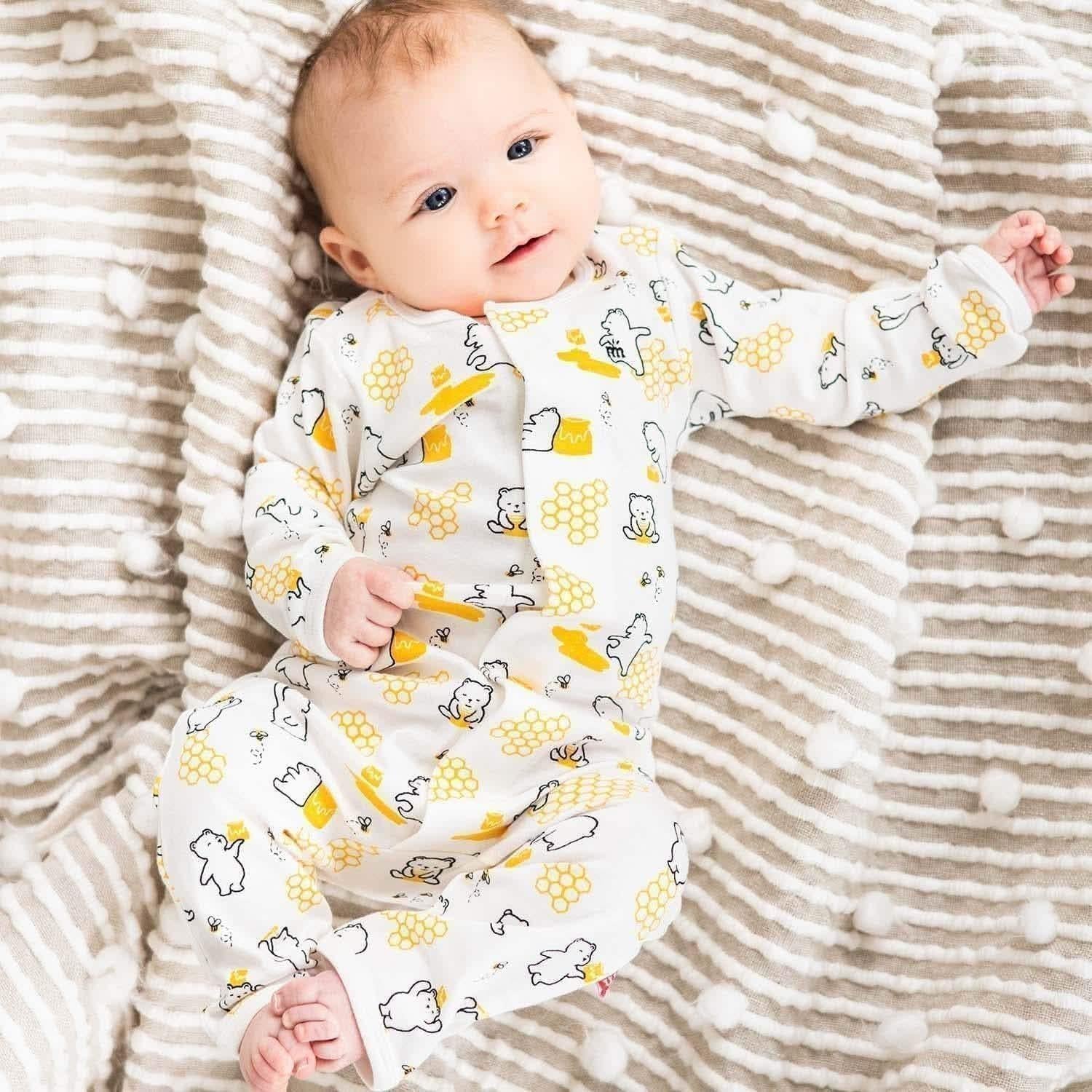 honey bee mine organic cotton magnetic fuss free coverall - re-loved
