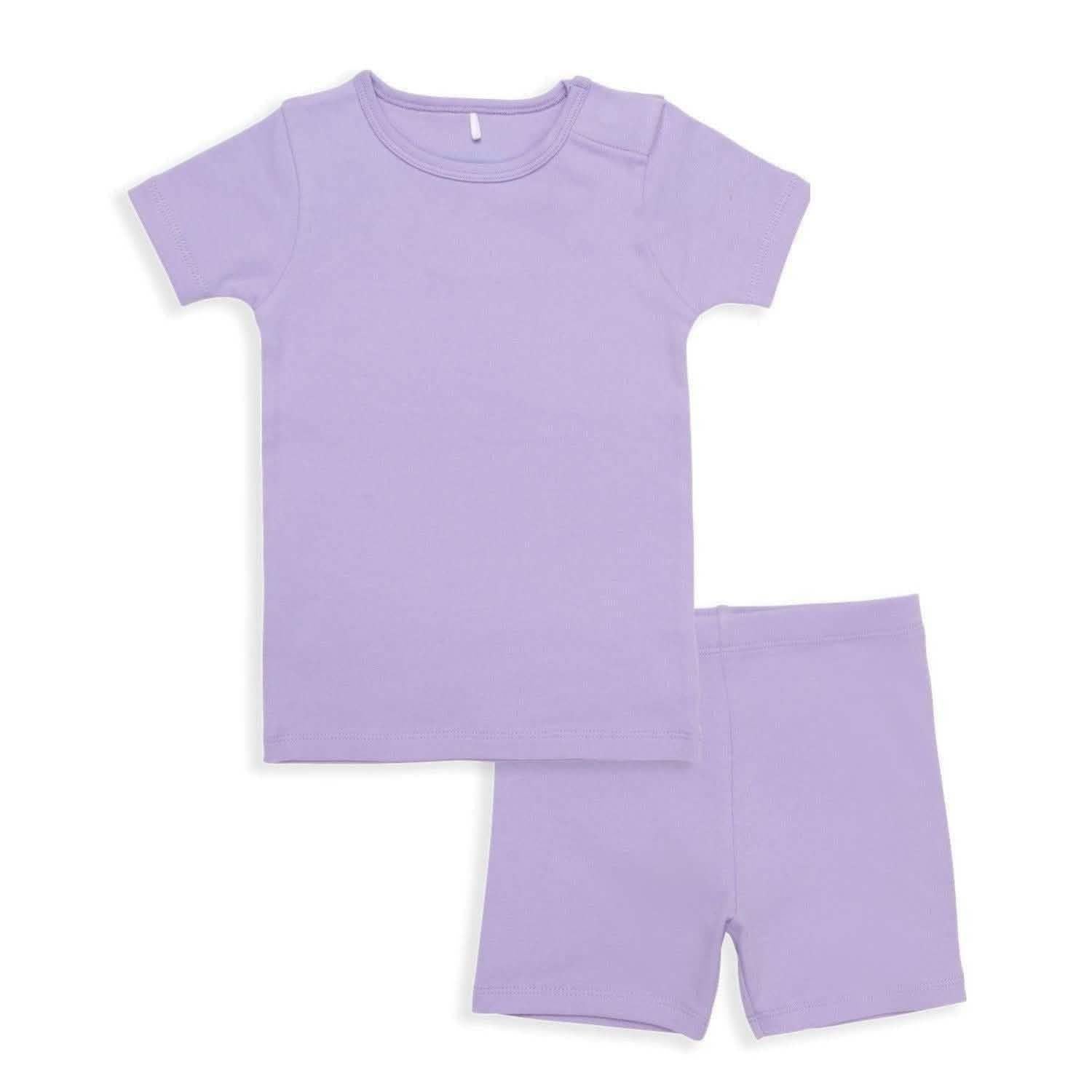 lavender latte organic cotton magnetic kids pajama shortie set