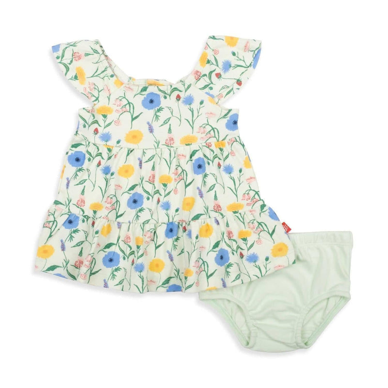 le jardin organic cotton magnetic little baby dress + diaper cover set - re-loved