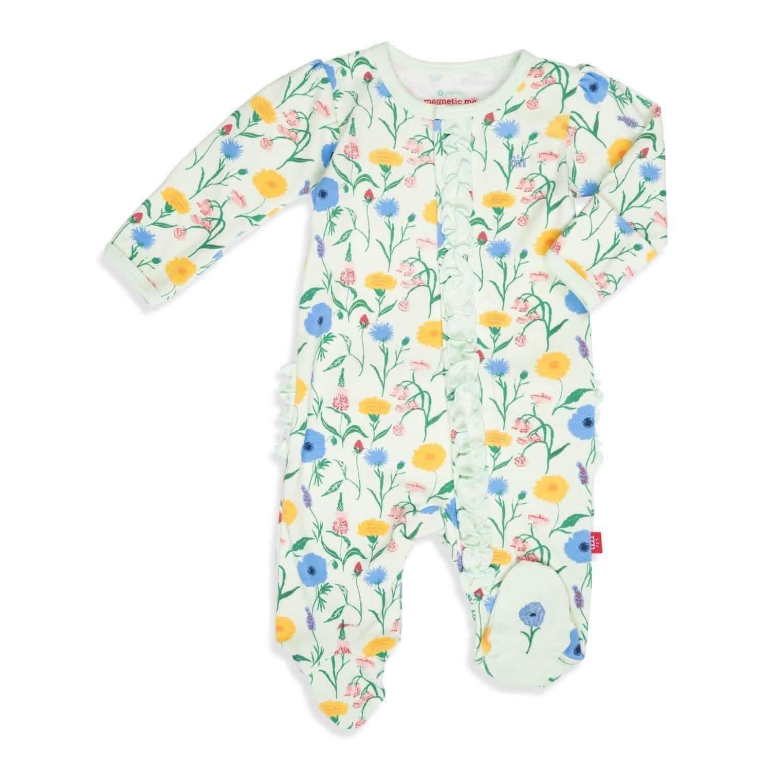 le jardin organic cotton ruffle magnetic parent favorite footie - re-loved