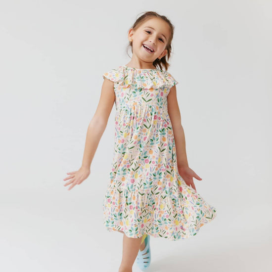 Georget double frill frock | Simple frock design, Simple frocks, Long frock  designs