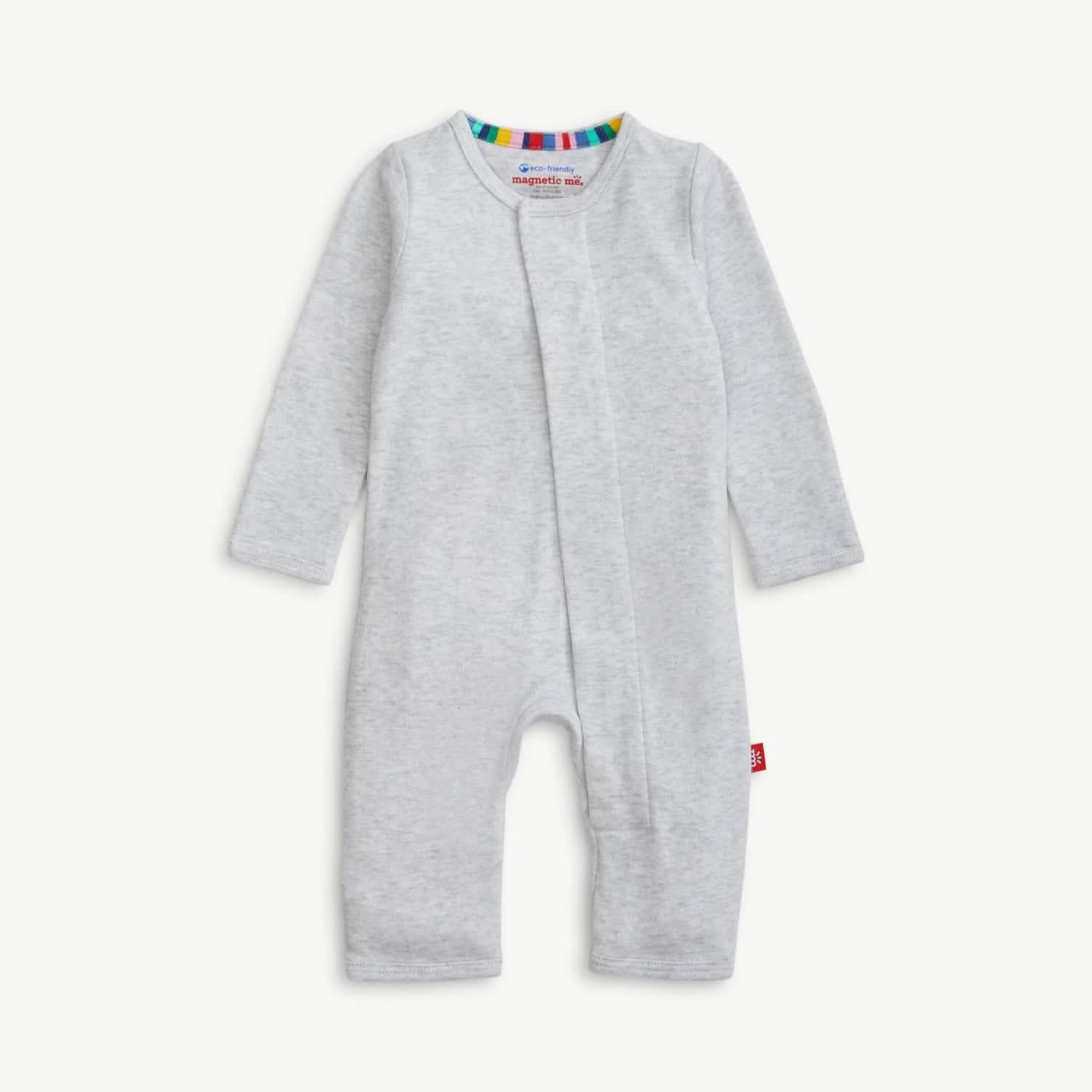 light gray melange organic cotton magnetic coverall - re-loved