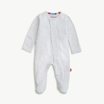 light gray melange organic cotton magnetic parent favorite footie