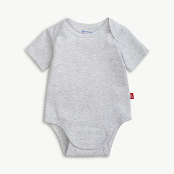 light gray melange organic cotton magnetic tiny tornado bodysuit