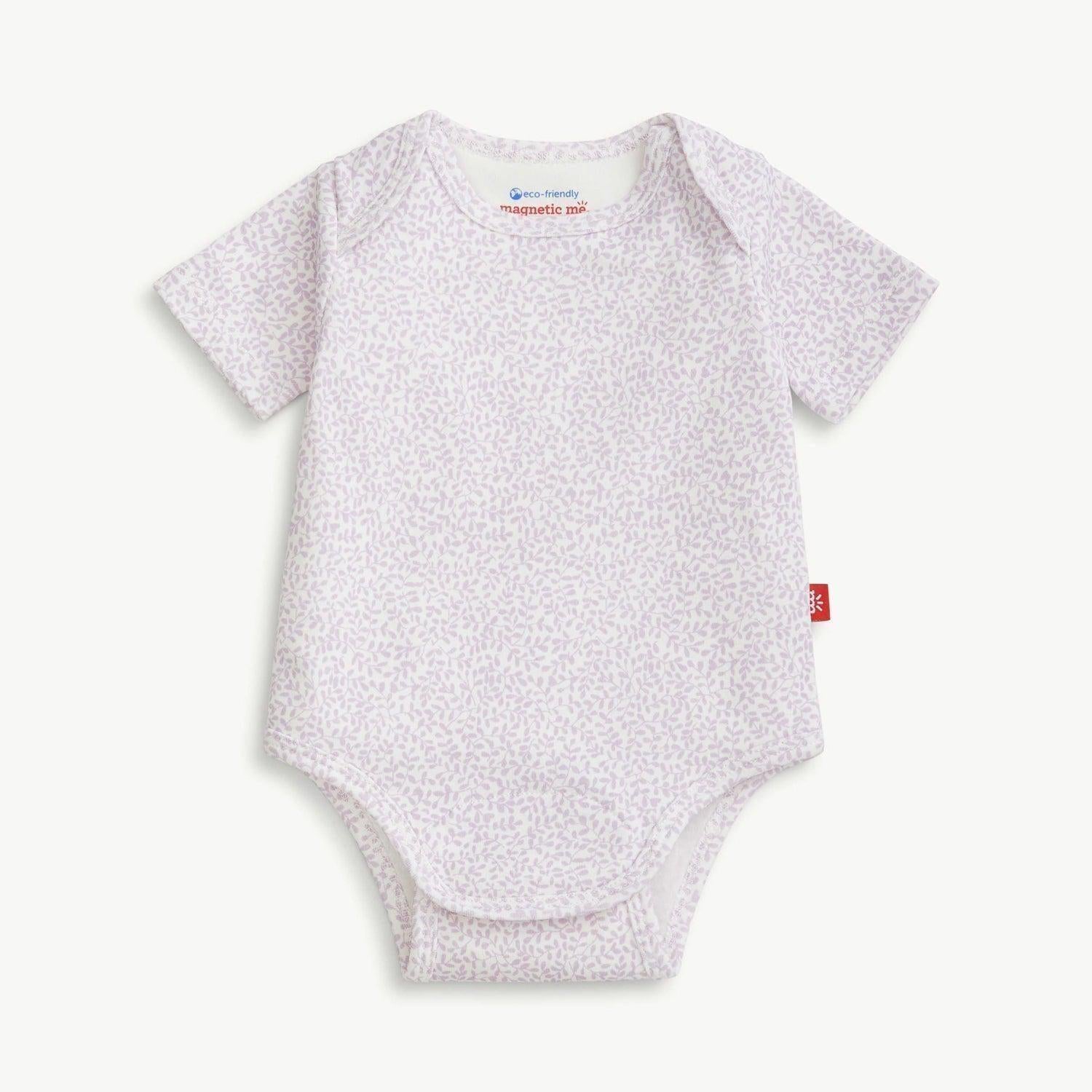 lilac foliage organic cotton magnetic bodysuit - re-loved