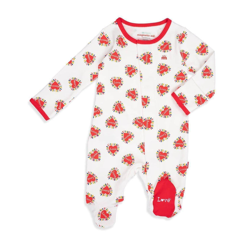 love language organic cotton magnetic parent favorite footie - re-loved