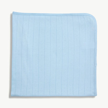 love lines blue organic cotton pointelle baby blanket