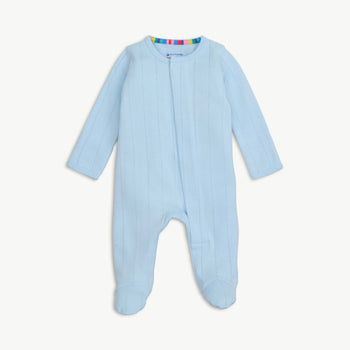 love lines blue organic cotton pointelle magnetic parent favorite footie