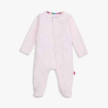 love lines pink organic cotton pointelle magnetic parent favorite footie