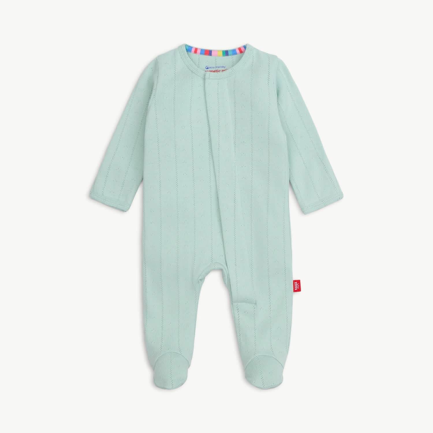 love lines seagrass organic cotton pointelle magnetic parent favorite footie