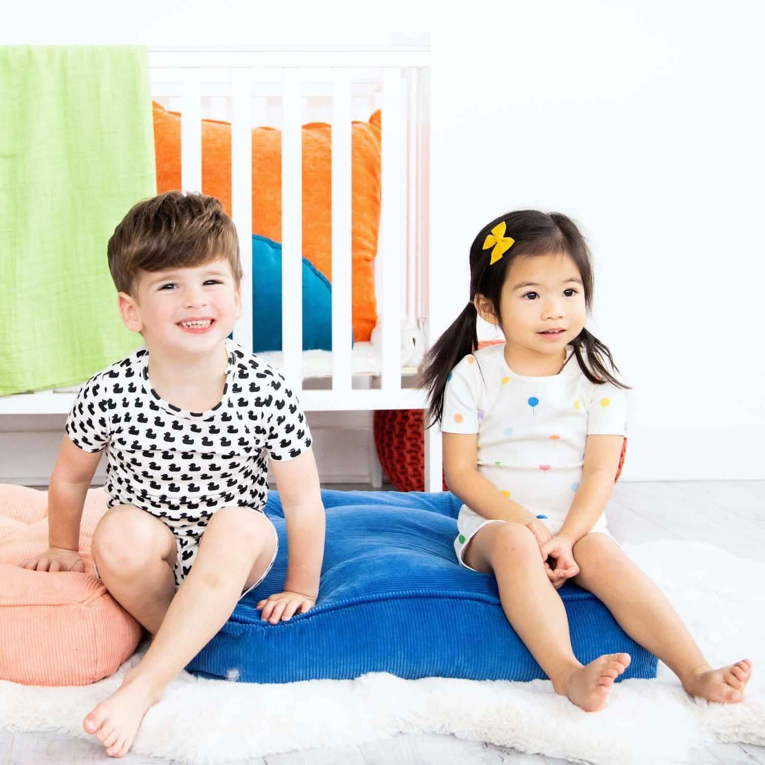 many ducks black organic cotton magnetic kids pajama shortie set