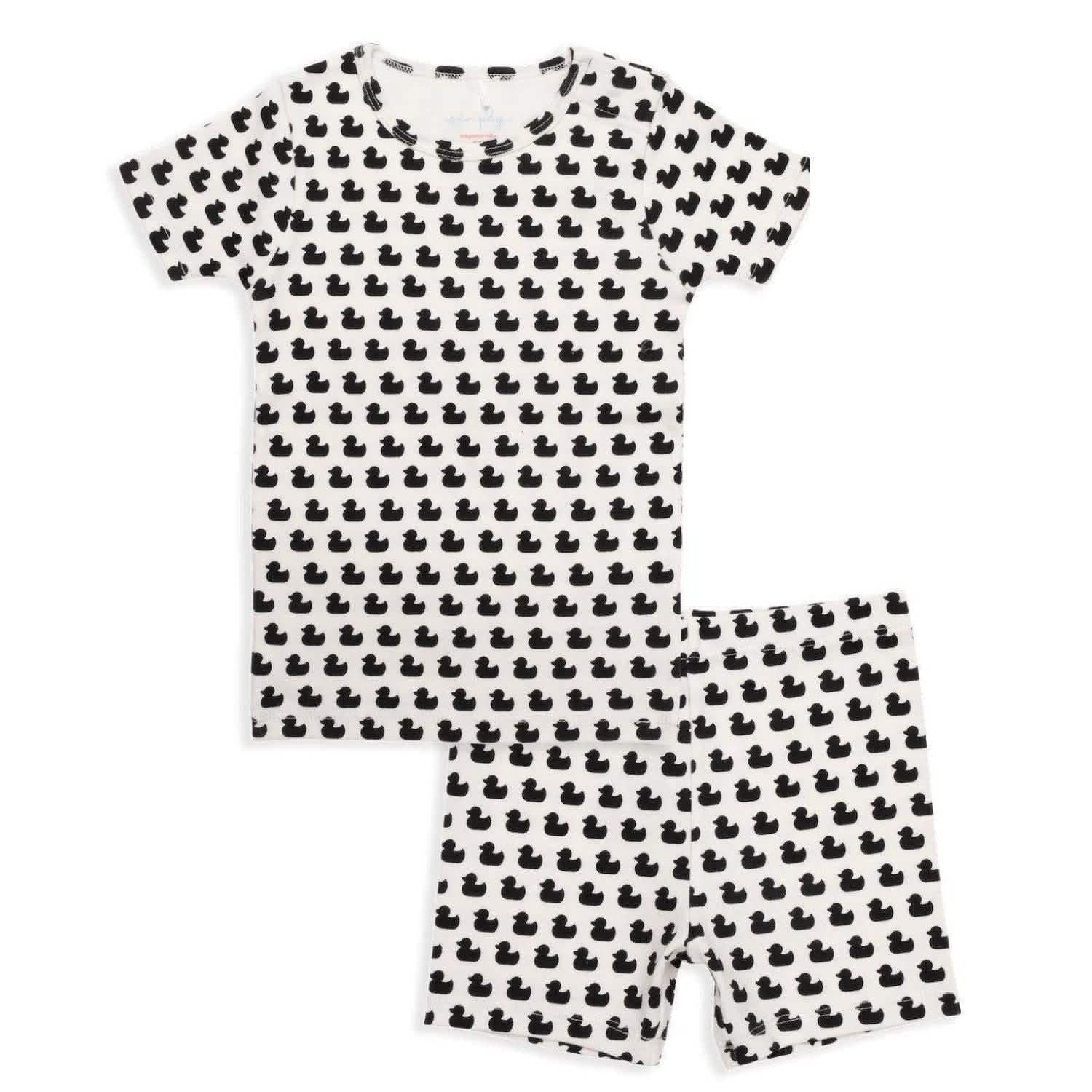 many ducks black organic cotton magnetic kids pajama shortie set