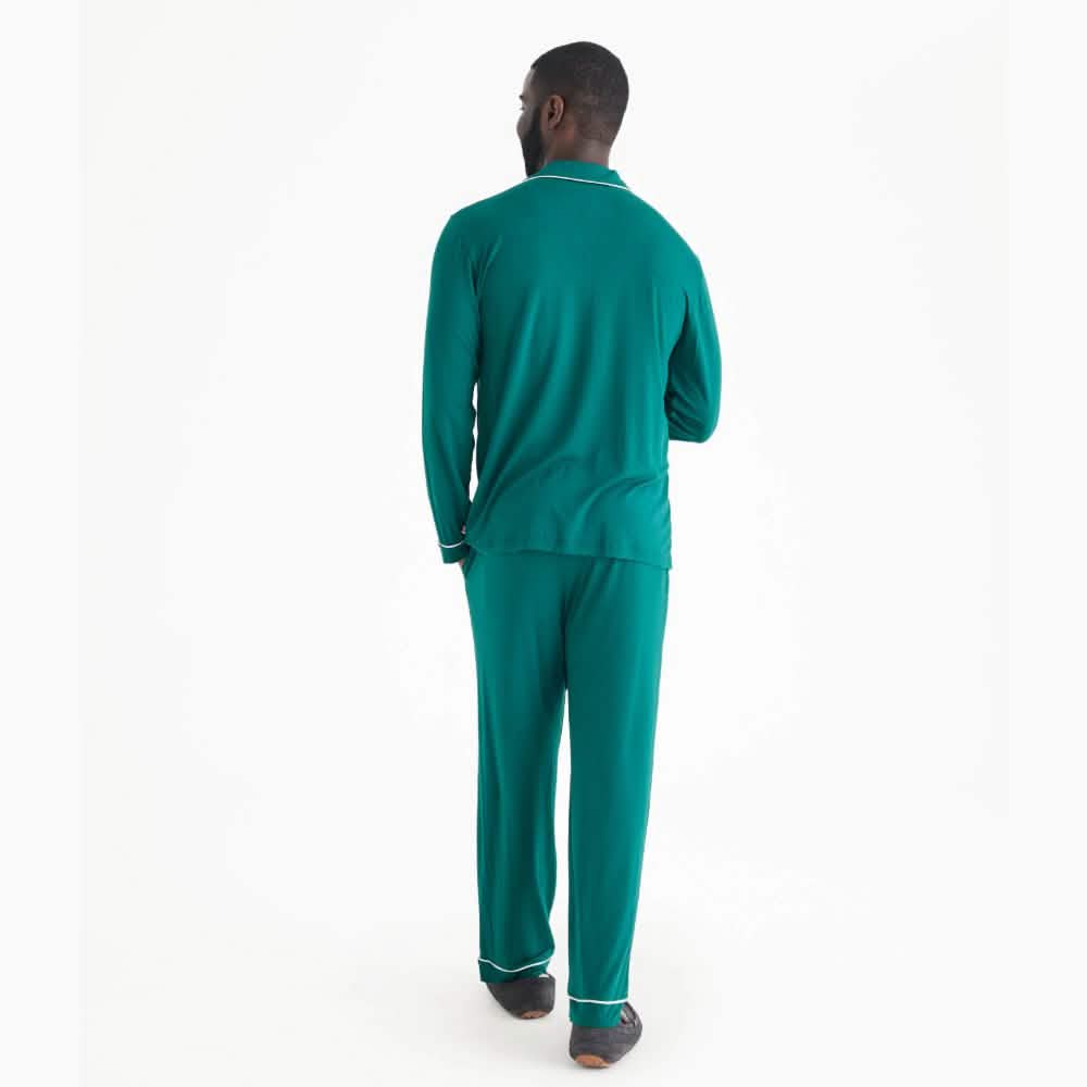 men's deep emerald modal magnetic classic with a twist long sleeve pajama set