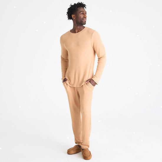 men's doe waffle modal long sleeve jogger set