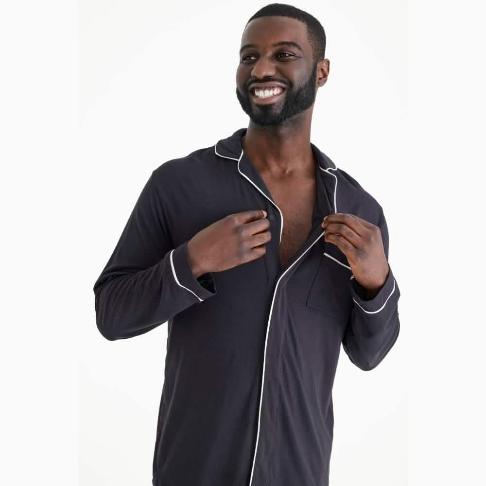 men's onyx modal magnetic classic with a twist long sleeve pajama set