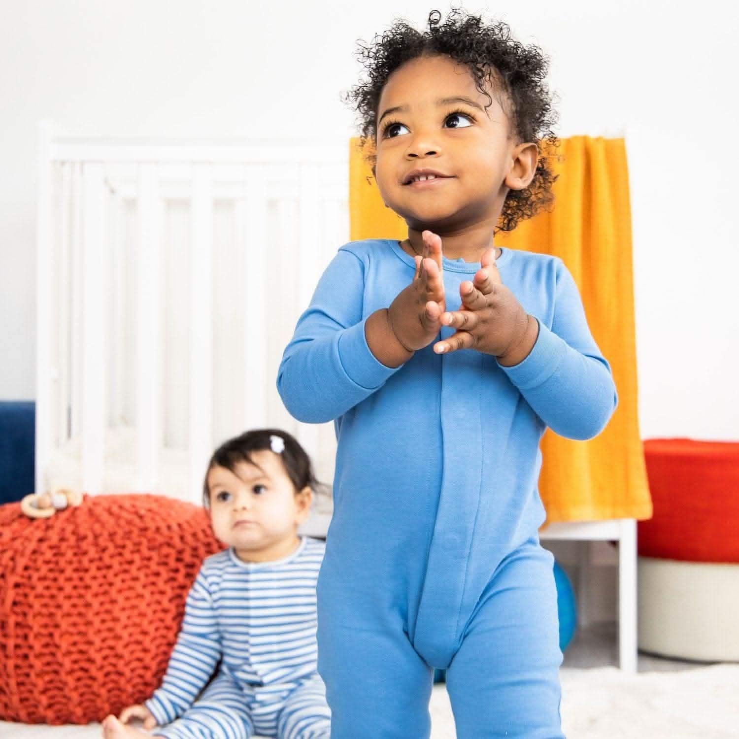 midnight river organic cotton magnetic parent favorite footie - re-loved