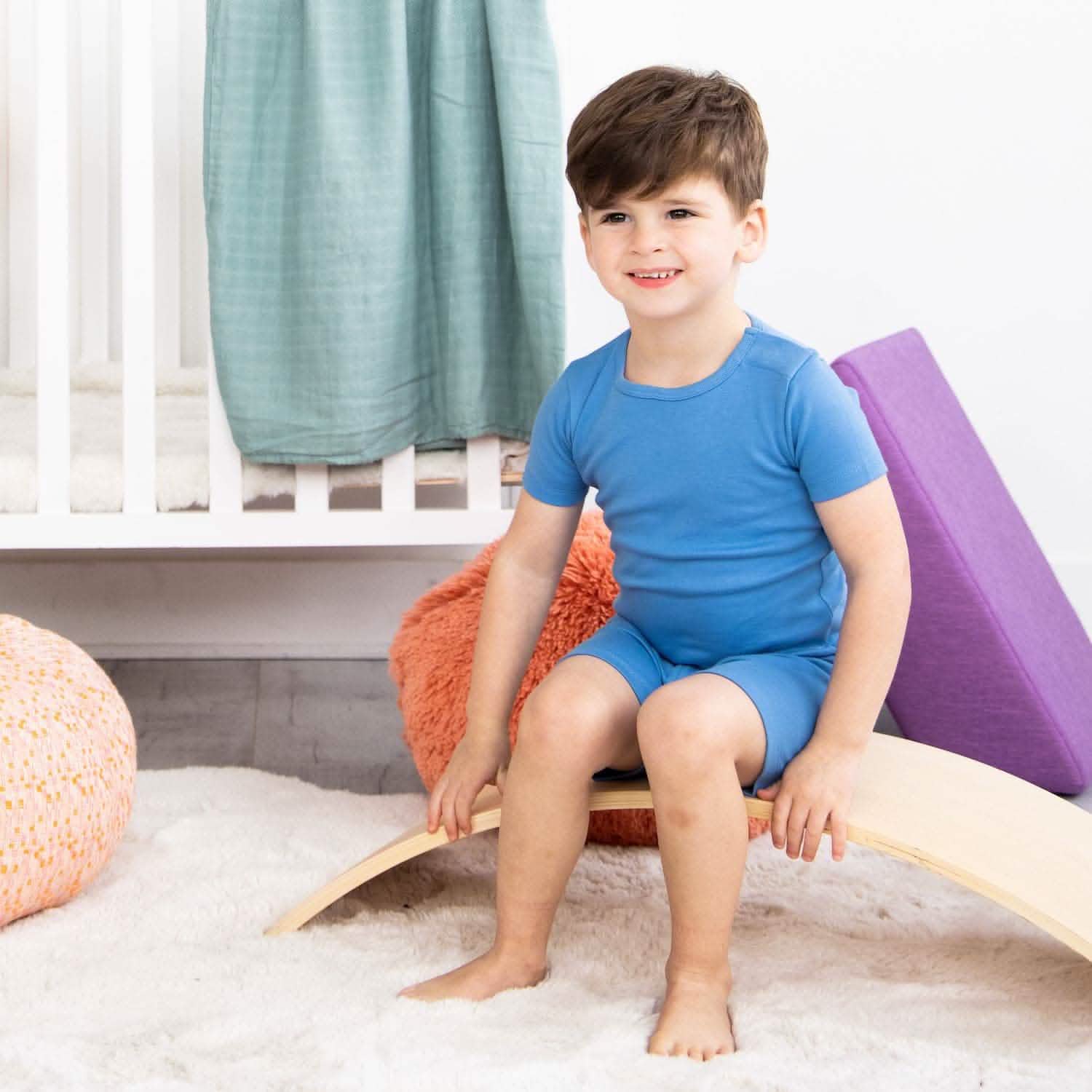 midnight river organic cotton magnetic kids pajama shortie set