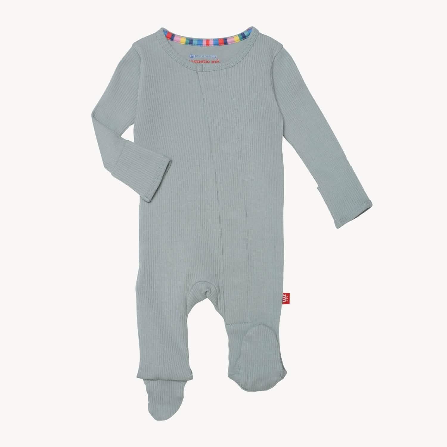 mist ribbed cotton magnetic parent favorite footie - re-loved