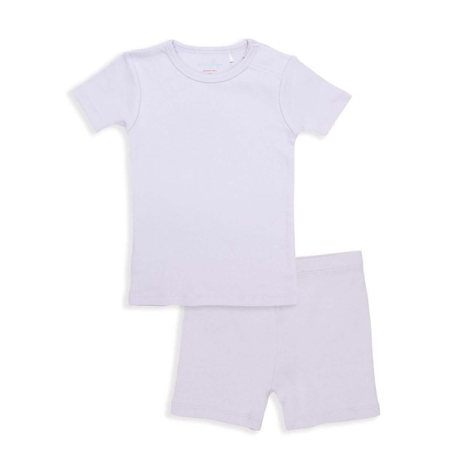 misty lilac organic cotton magnetic kids pajama shortie set